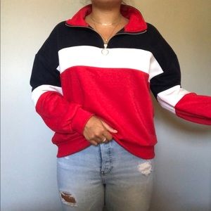 Red White and Blue Quarter Zip Sweater